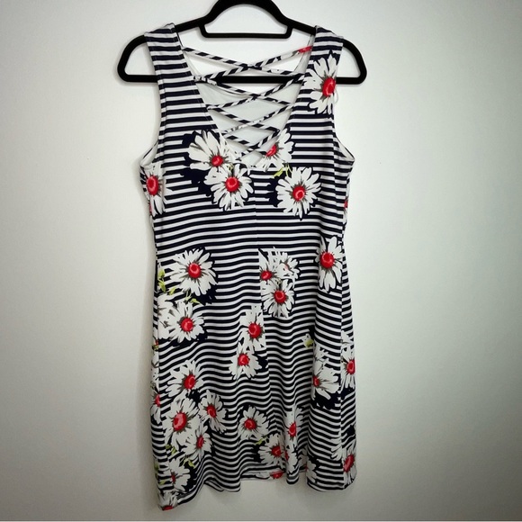 💚 Summer “RNstudio” by Ronni Nicole Slimming Floral Striped Sleeveless Dress - Picture 4 of 11